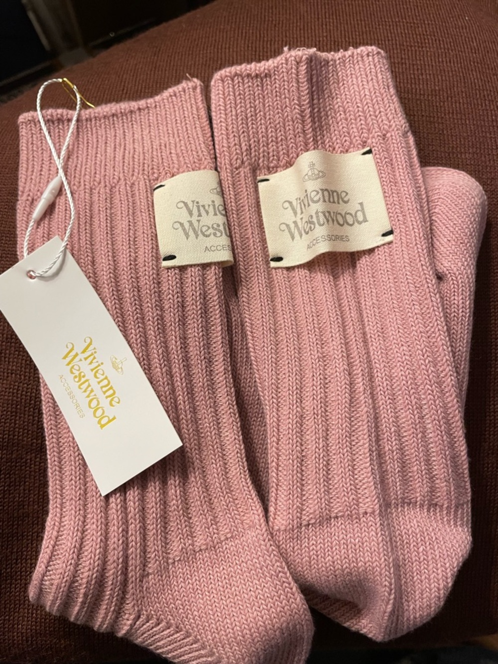 Vivienne Westwood blush pink ribbed knit socks